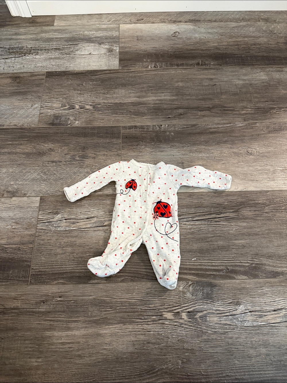 Carters‎ White & Red Ladybug One-Piece Sleeper for Kids